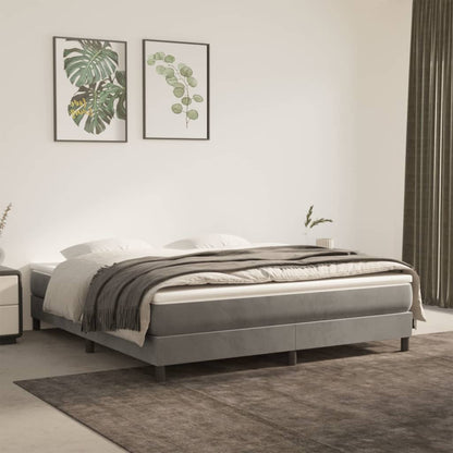 Materasso A Molle 120X190X20 Cm In Velluto Grigio Chiaro