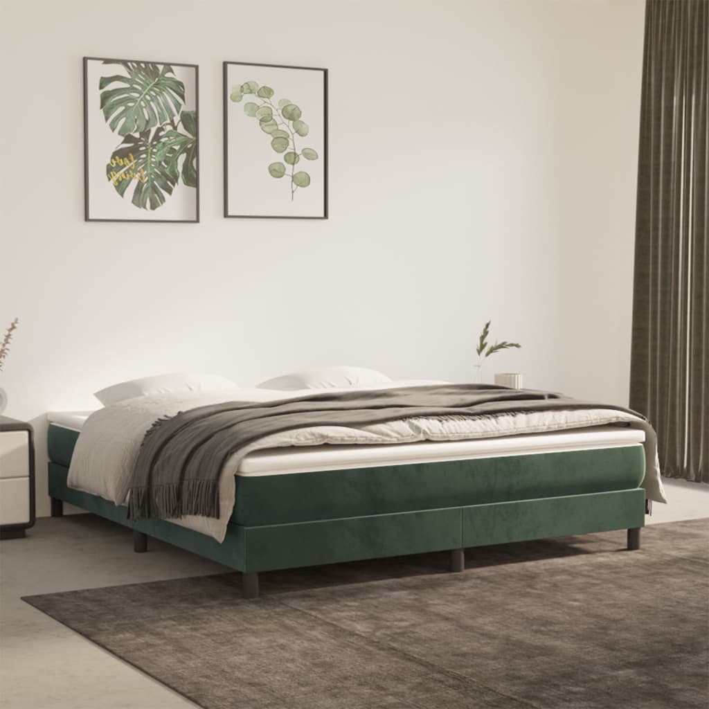 Materasso A Molle 80X200X20 Cm In Velluto Verde Scuro