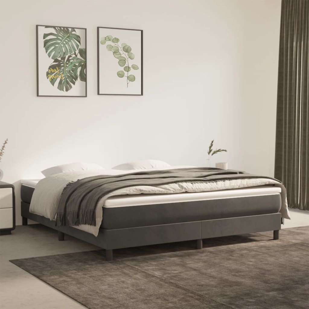 Materasso A Molle 90X210X20 Cm In Velluto Grigio Scuro