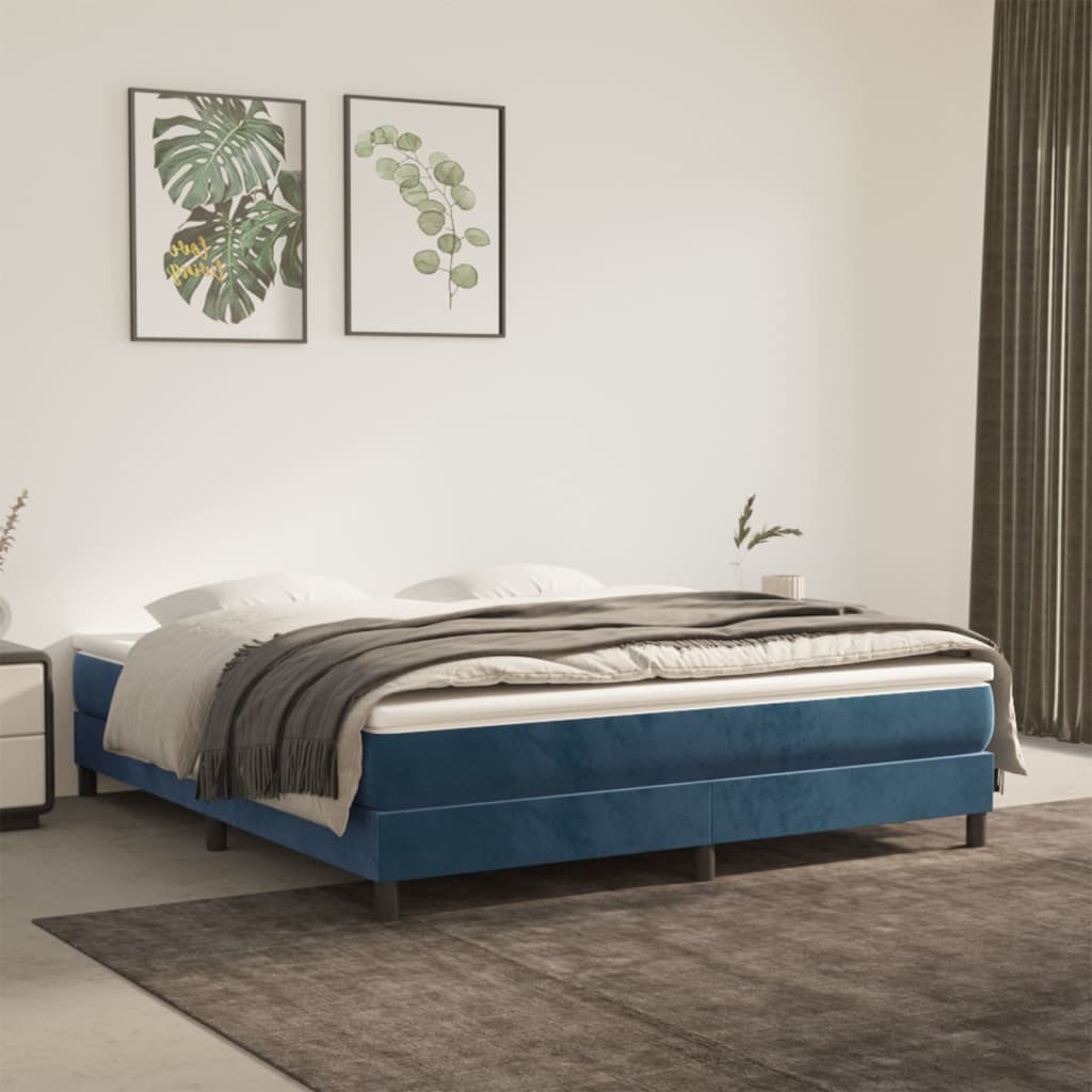 Materasso A Molle 120X190X20 Cm In Velluto Blu Scuro