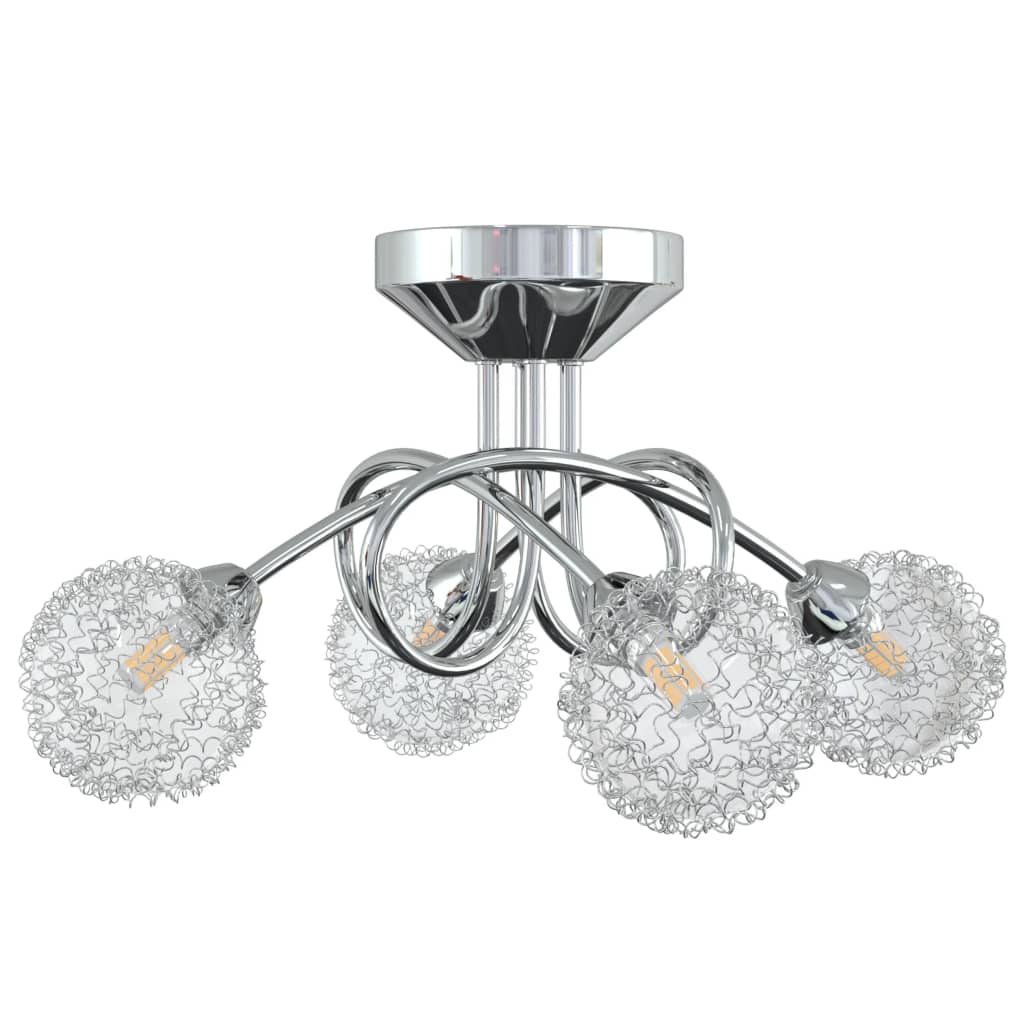 Lampada Da Soffitto Con Paralumi In Rete Per 4 Luci Led G9