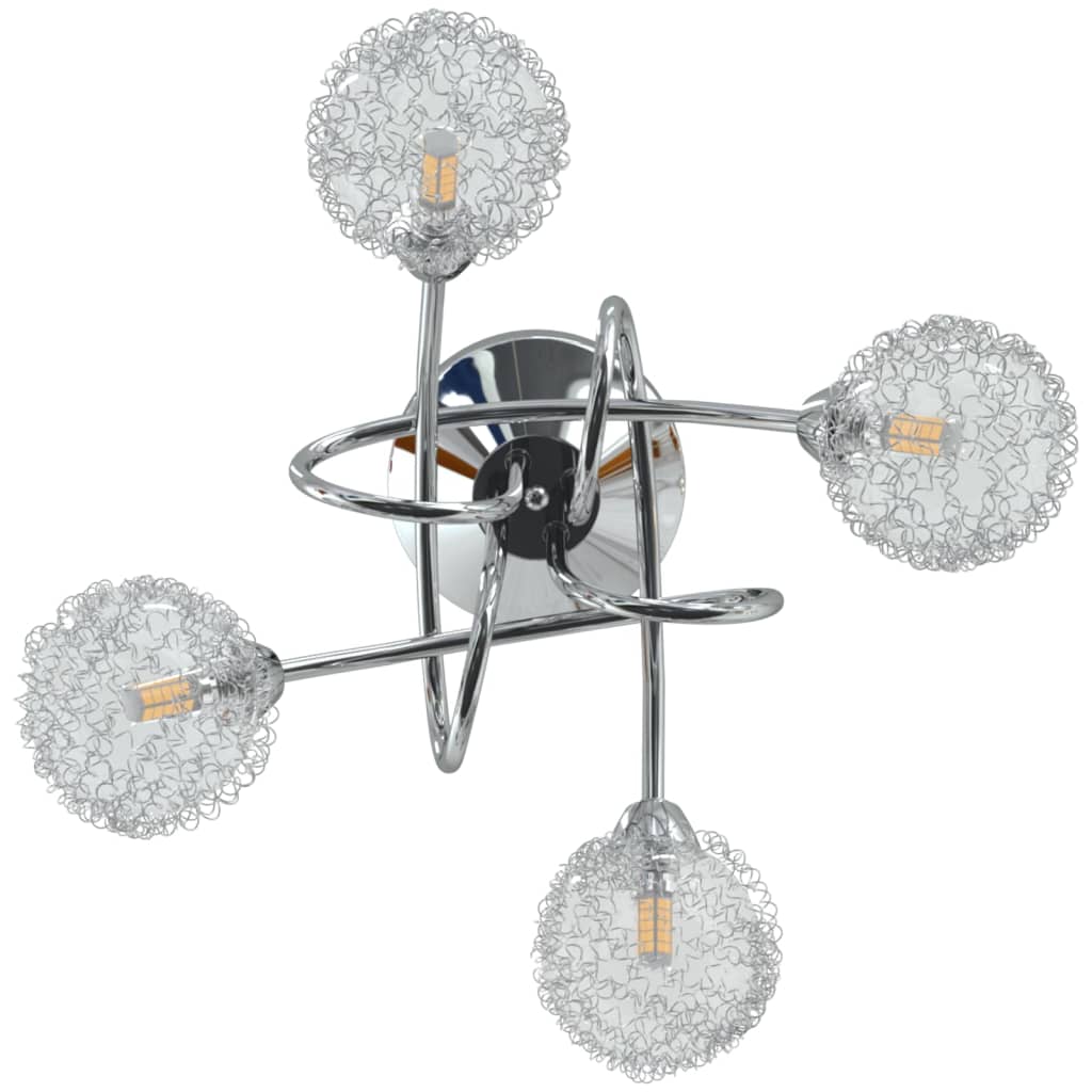 Lampada Da Soffitto Con Paralumi In Rete Per 4 Luci Led G9
