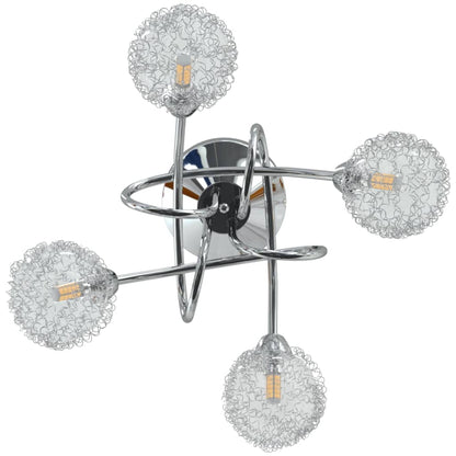 Lampada Da Soffitto Con Paralumi In Rete Per 4 Luci Led G9
