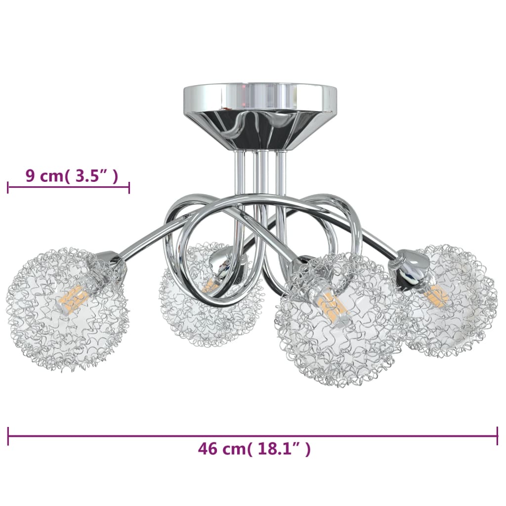 Lampada Da Soffitto Con Paralumi In Rete Per 4 Luci Led G9