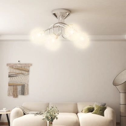 Lampada Da Soffitto Con Paralumi In Rete Per 4 Luci Led G9