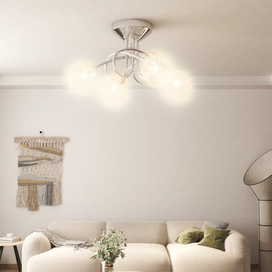 Lampada Da Soffitto Con Paralumi In Rete Per 4 Luci Led G9