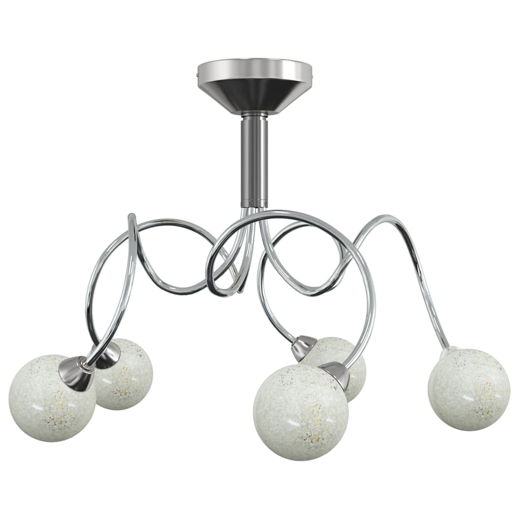 Lampada Soffitto Con Paralumi Tondi In Vetro Per 5 Luci Led G9