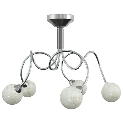 Lampada Soffitto Con Paralumi Tondi In Vetro Per 5 Luci Led G9