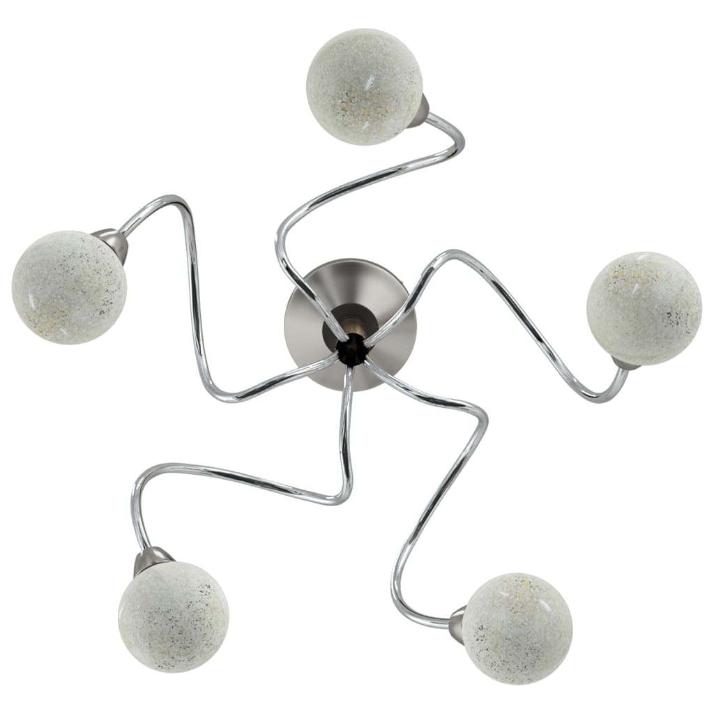 Lampada Soffitto Con Paralumi Tondi In Vetro Per 5 Luci Led G9