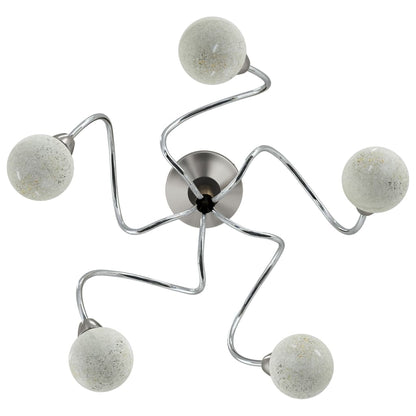 Lampada Soffitto Con Paralumi Tondi In Vetro Per 5 Luci Led G9