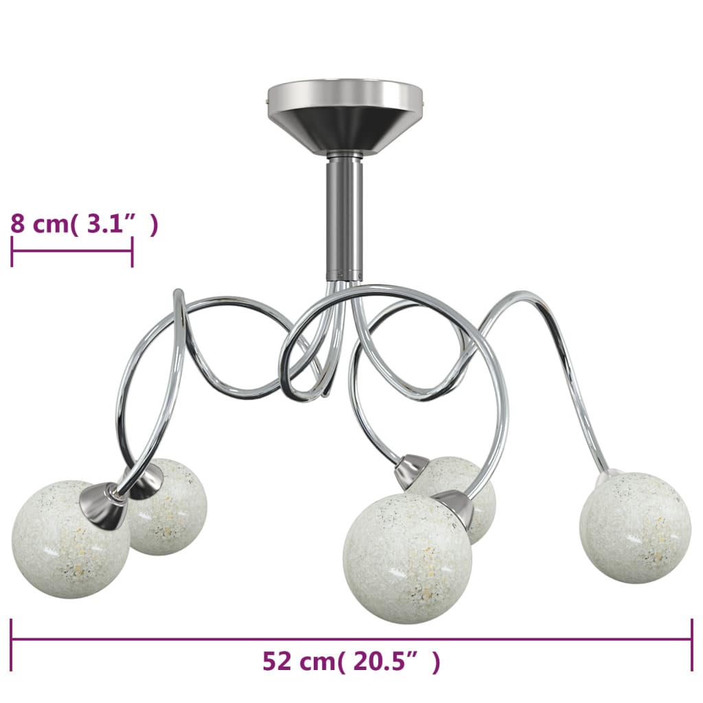 Lampada Soffitto Con Paralumi Tondi In Vetro Per 5 Luci Led G9
