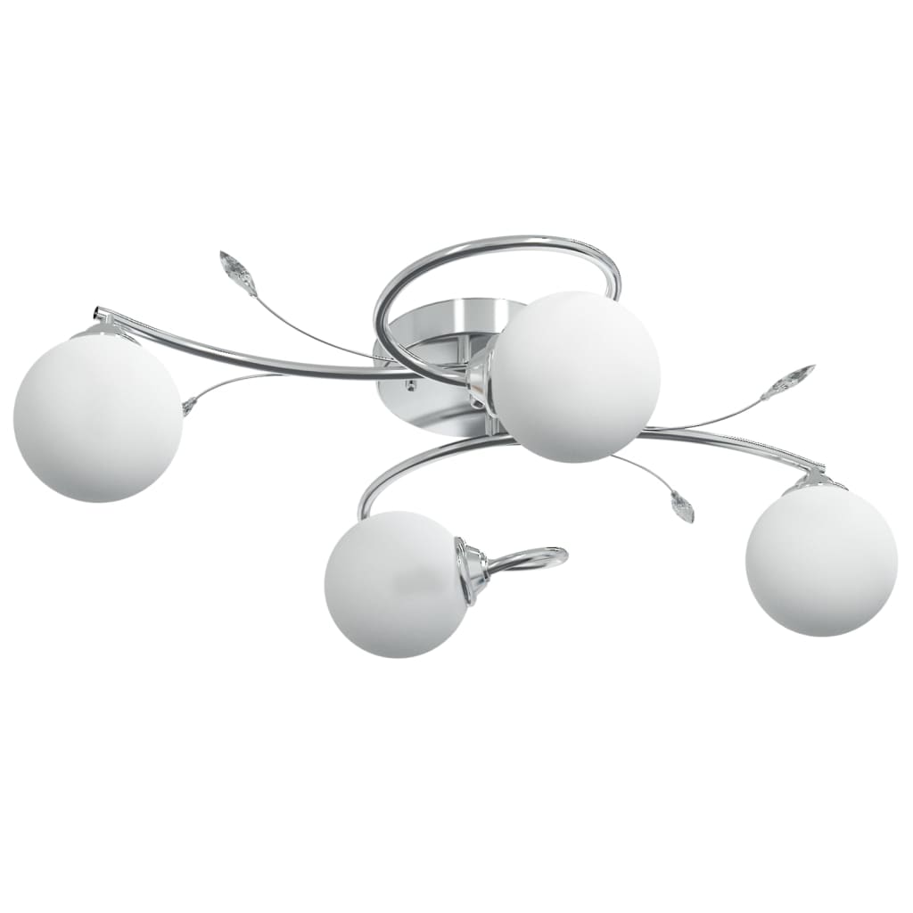 Lampada Soffitto Con Paralumi Tondi In Vetro Per 4 Luci Led G9