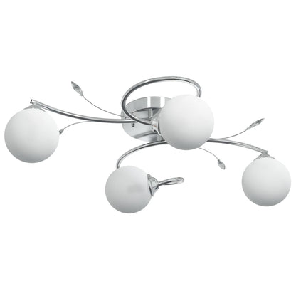 Lampada Soffitto Con Paralumi Tondi In Vetro Per 4 Luci Led G9