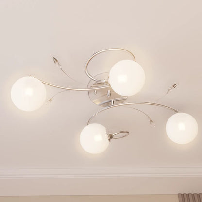 Lampada Soffitto Con Paralumi Tondi In Vetro Per 4 Luci Led G9