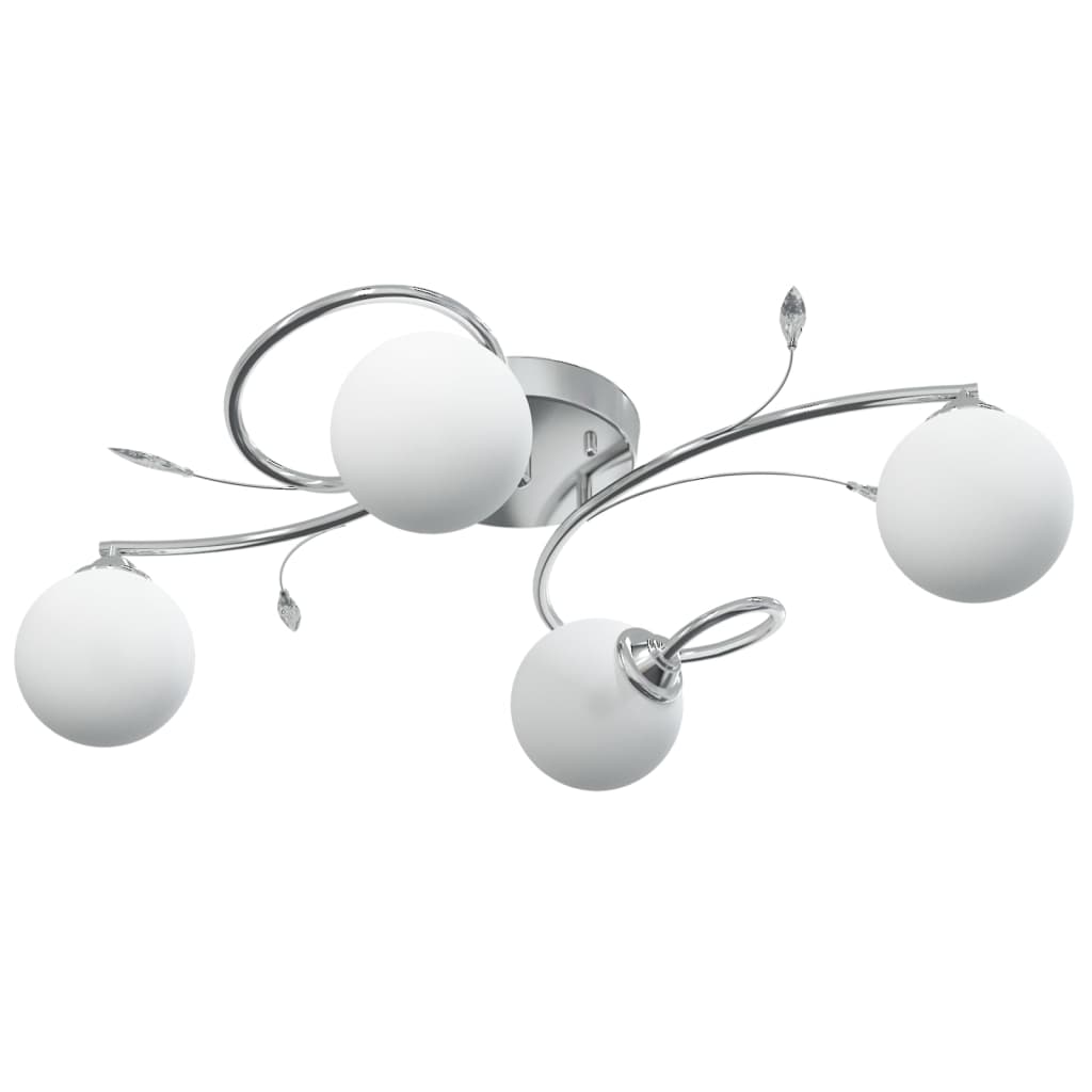 Lampada Soffitto Con Paralumi Tondi In Vetro Per 4 Luci Led G9