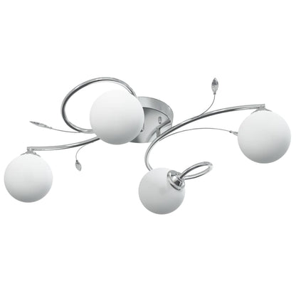 Lampada Soffitto Con Paralumi Tondi In Vetro Per 4 Luci Led G9