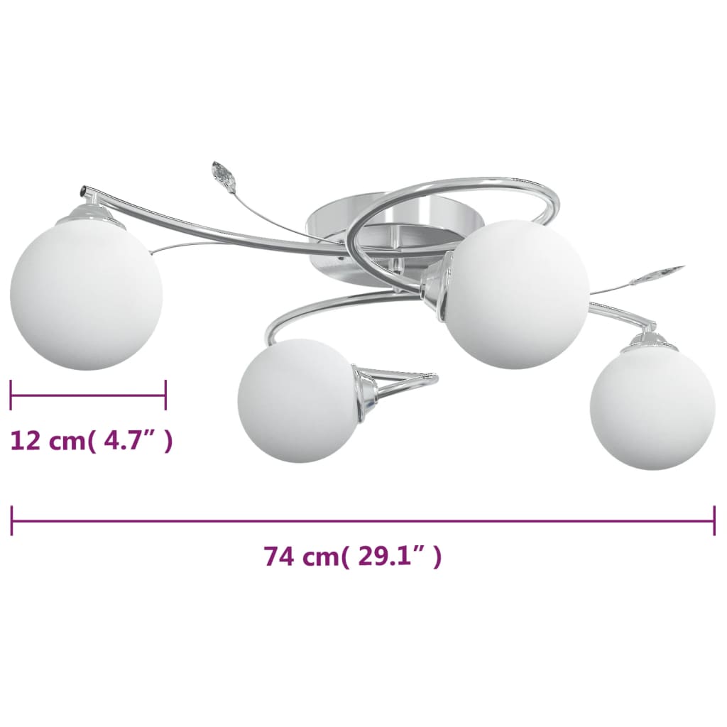 Lampada Soffitto Con Paralumi Tondi In Vetro Per 4 Luci Led G9