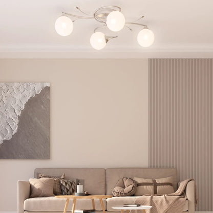 Lampada Soffitto Con Paralumi Tondi In Vetro Per 4 Luci Led G9