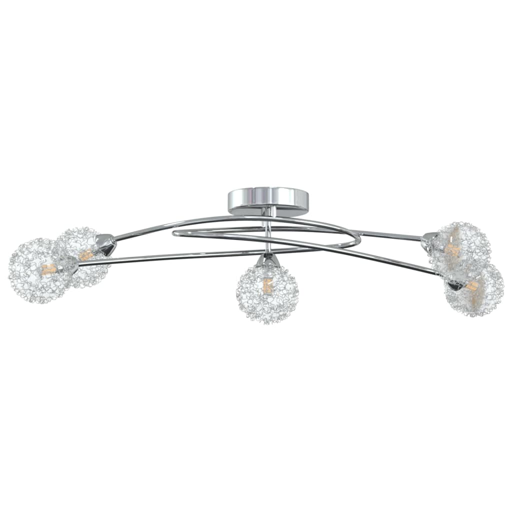 Lampada Da Soffitto Con Paralumi In Rete Per 5 Luci Led G9