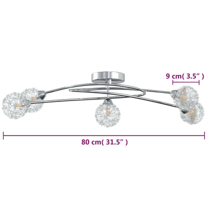 Lampada Da Soffitto Con Paralumi In Rete Per 5 Luci Led G9