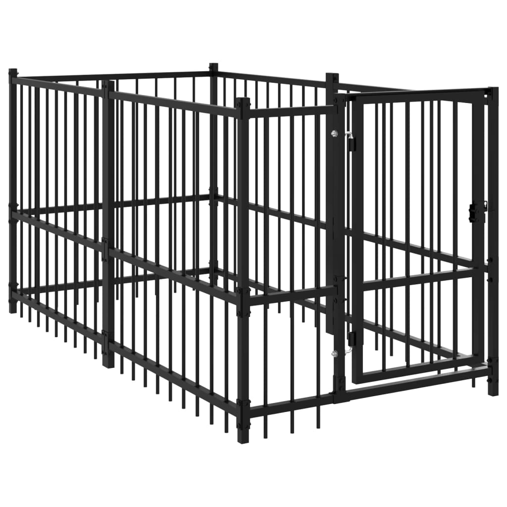 Gabbia Per Cani Nera 193,5X97X100 Cm In Acciaio