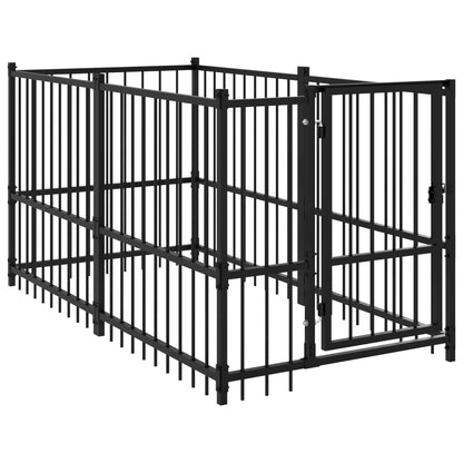 Gabbia Per Cani Nera 193,5X97X100 Cm In Acciaio