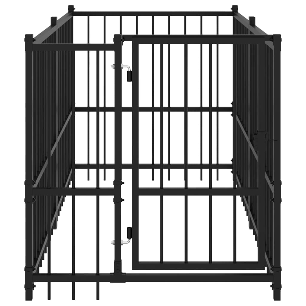 Gabbia Per Cani Nera 193,5X97X100 Cm In Acciaio