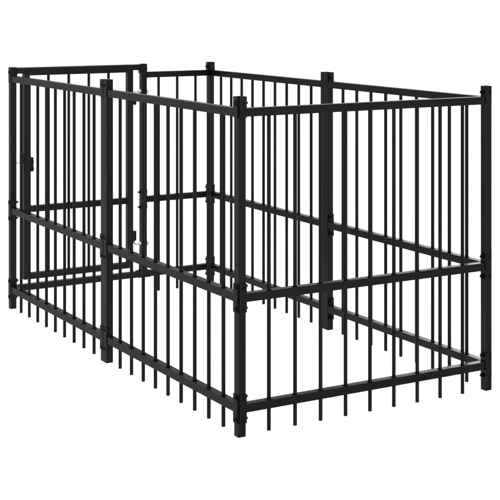 Gabbia Per Cani Nera 193,5X97X100 Cm In Acciaio