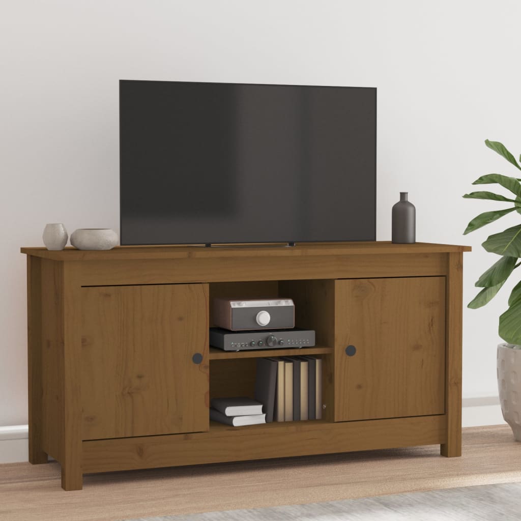 Mobile Porta Tv 103X36,5X52 Cm In Legno Massello Di Pino