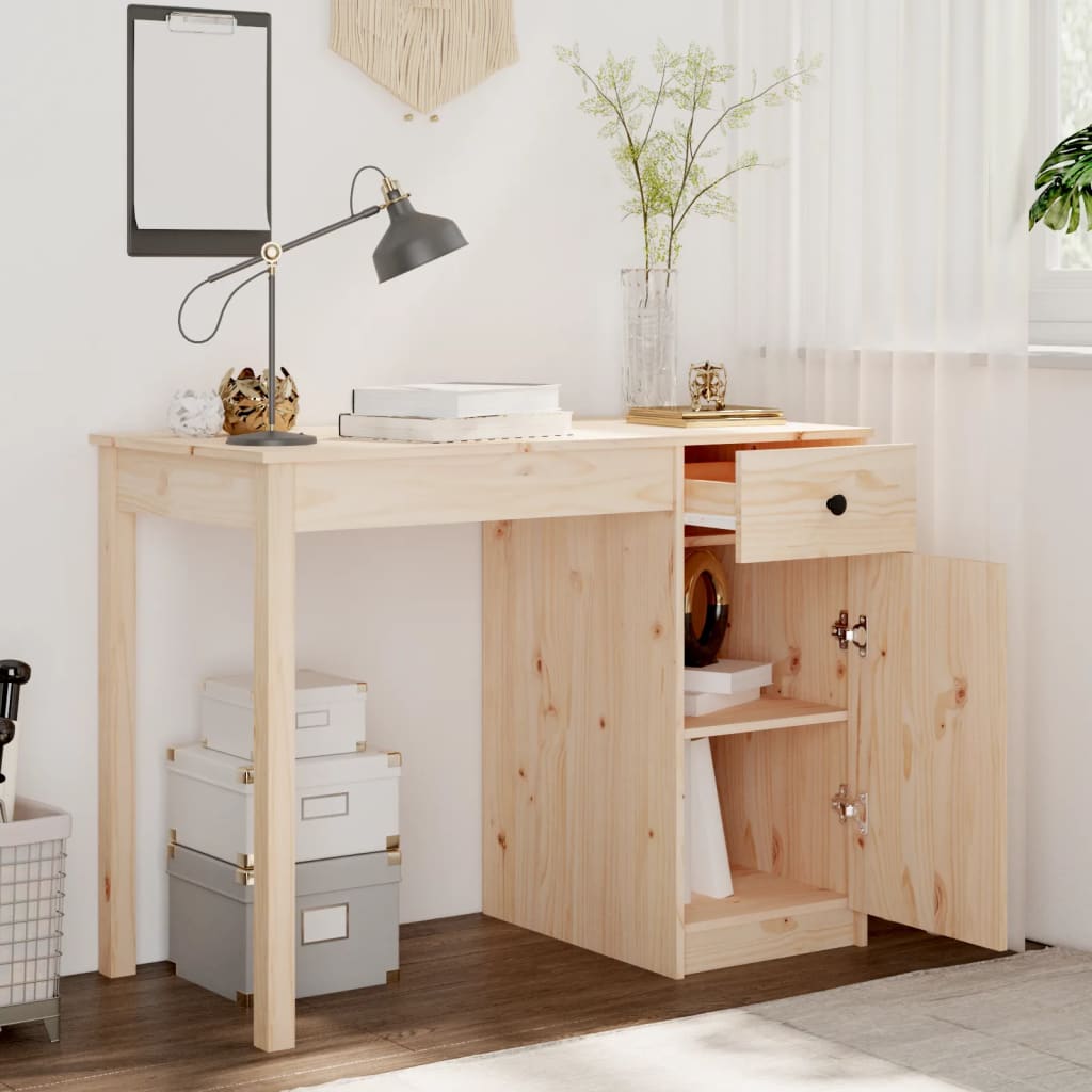 Scrivania 100X50X75 Cm In Legno Massello Di Pino
