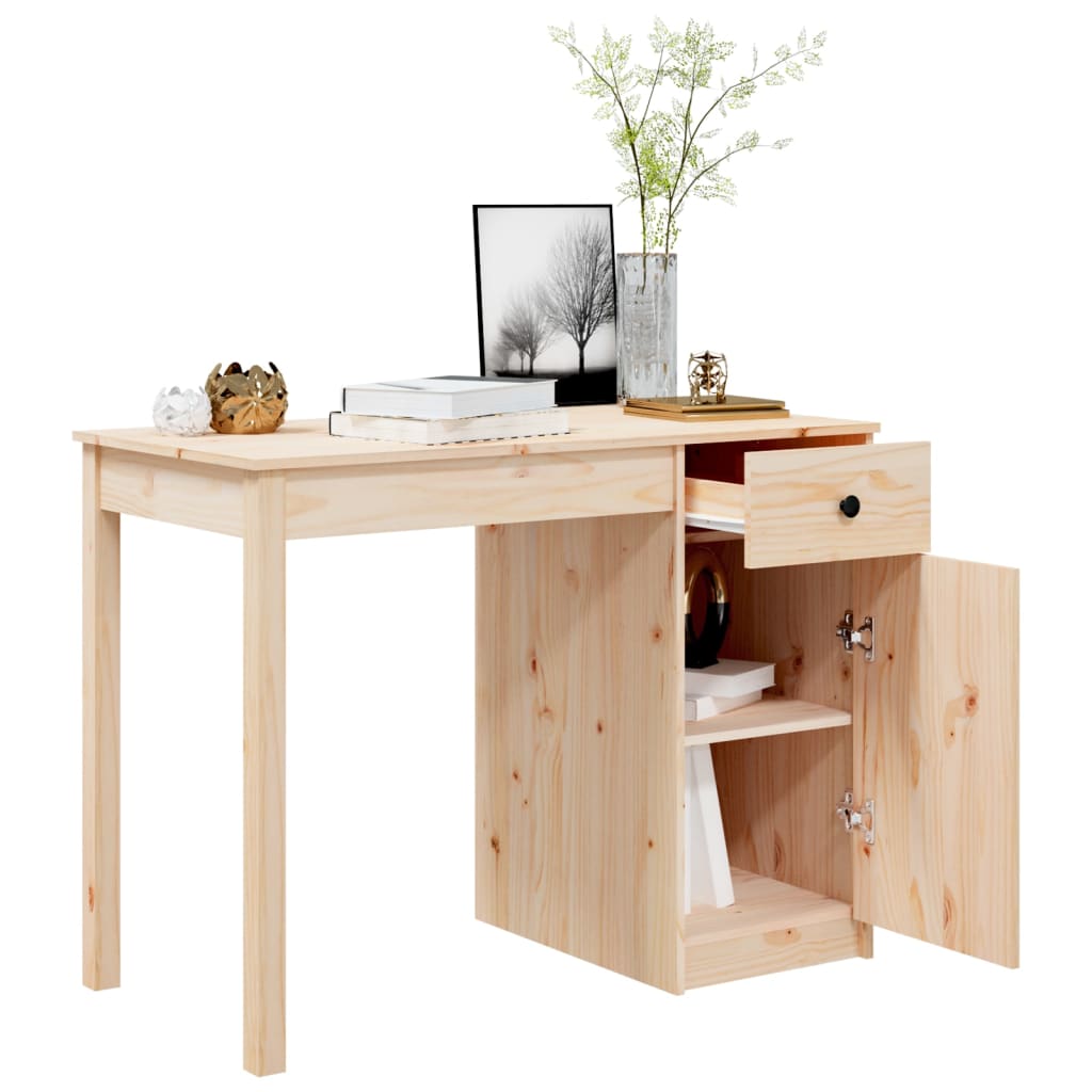 Scrivania 100X50X75 Cm In Legno Massello Di Pino