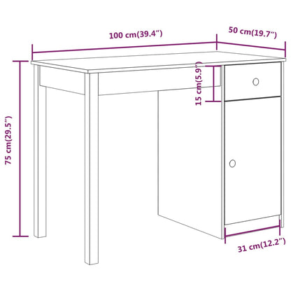 Scrivania 100X50X75 Cm In Legno Massello Di Pino