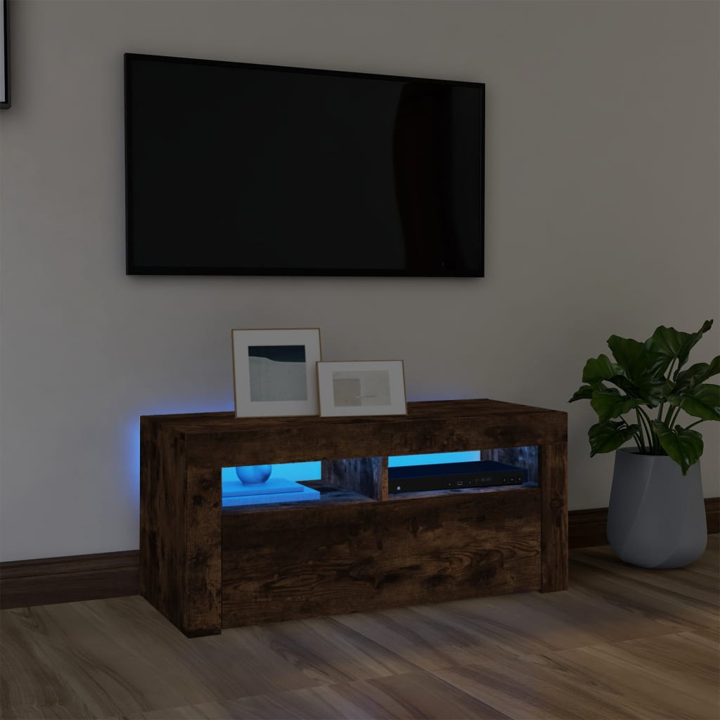 Mobile Porta Tv Con Led Artigianale 90X35X40 Cm Multistrato