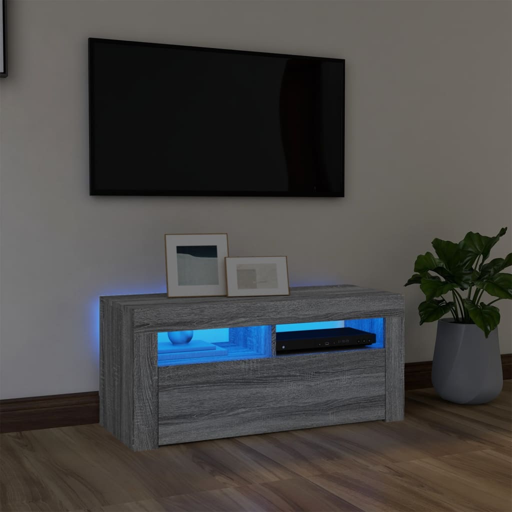 Mobile Porta Tv Con Led Artigianale 90X35X40 Cm Multistrato