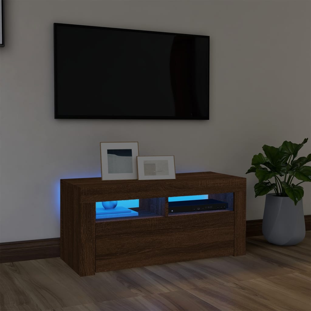 Mobile Porta Tv Con Led Artigianale 90X35X40 Cm Multistrato