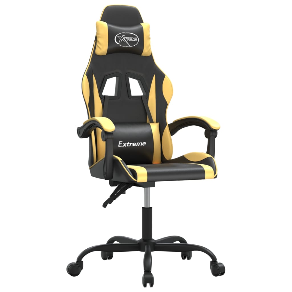 Sedia Da Gaming Girevole Nera E Oro In Similpelle