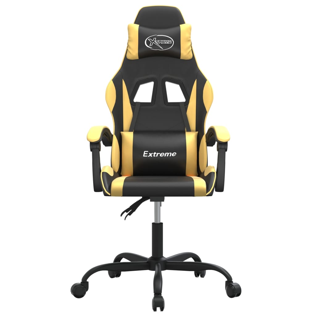 Sedia Da Gaming Girevole Nera E Oro In Similpelle