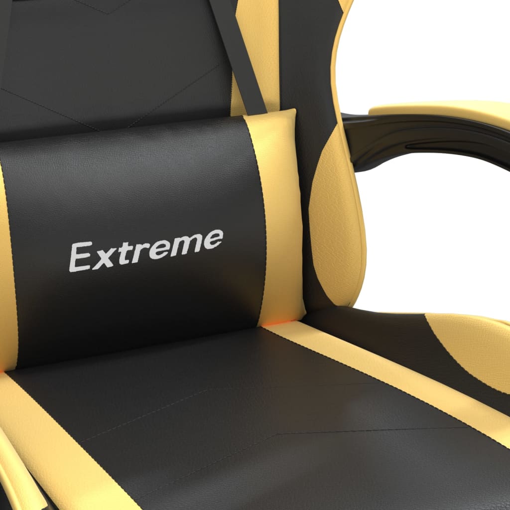 Sedia Da Gaming Girevole Nera E Oro In Similpelle