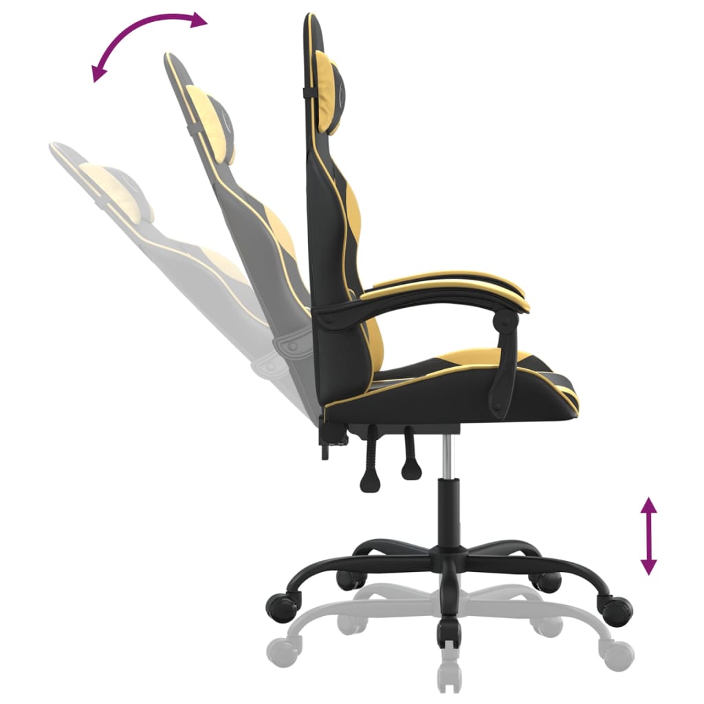Sedia Da Gaming Girevole Nera E Oro In Similpelle