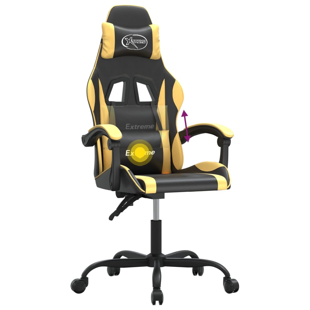 Sedia Da Gaming Girevole Nera E Oro In Similpelle