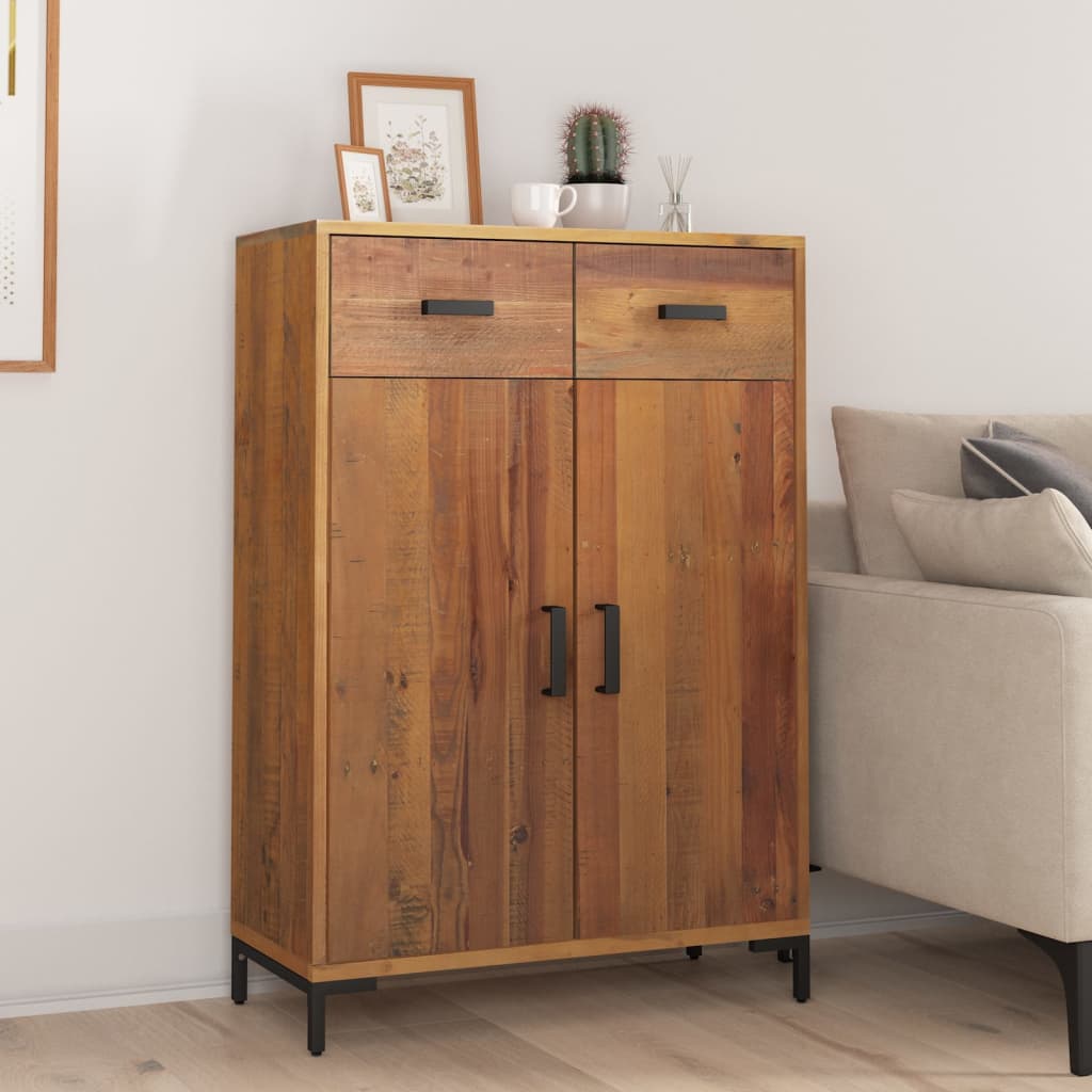 Scarpiera Nera 75X40X110 Cm In Legno Massello Di Pino