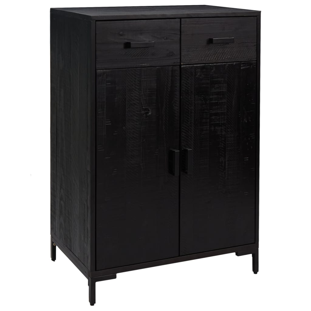 Scarpiera Nera 75X40X110 Cm In Legno Massello Di Pino