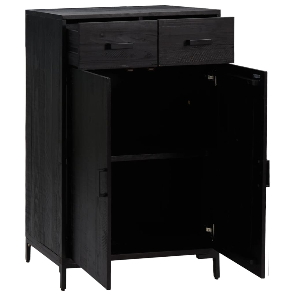 Scarpiera Nera 75X40X110 Cm In Legno Massello Di Pino