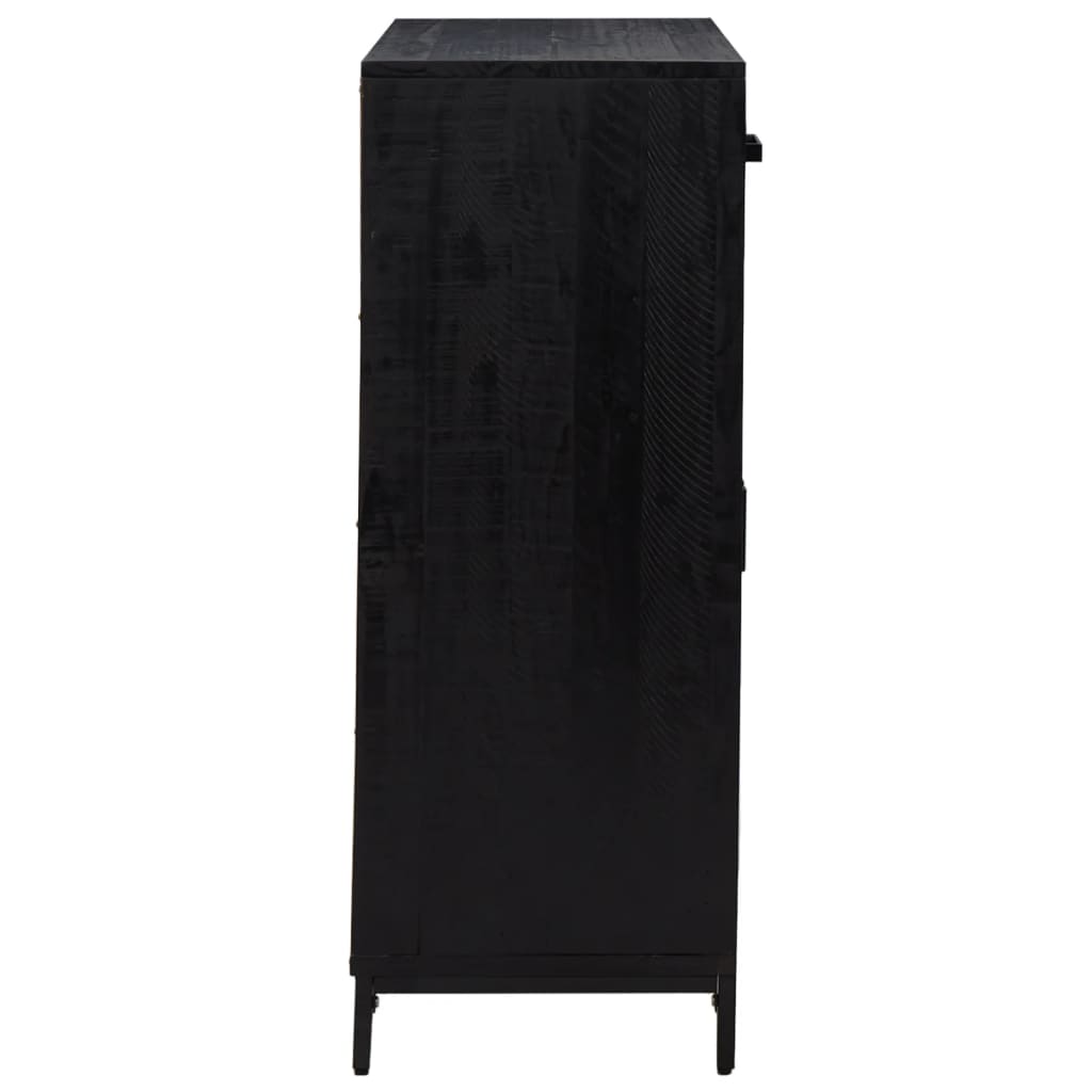 Scarpiera Nera 75X40X110 Cm In Legno Massello Di Pino