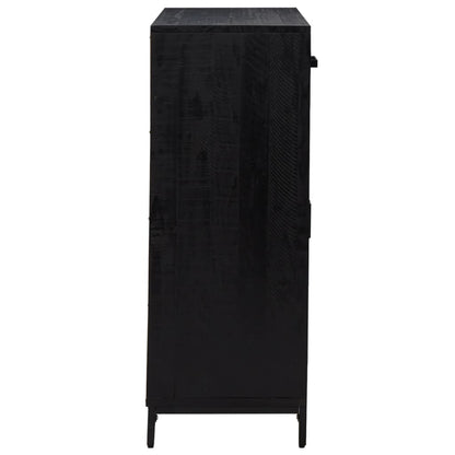 Scarpiera Nera 75X40X110 Cm In Legno Massello Di Pino