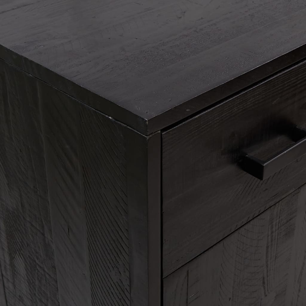 Scarpiera Nera 75X40X110 Cm In Legno Massello Di Pino