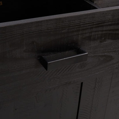 Scarpiera Nera 75X40X110 Cm In Legno Massello Di Pino