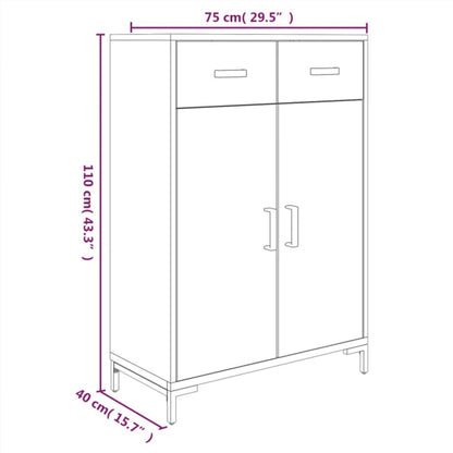 Scarpiera Nera 75X40X110 Cm In Legno Massello Di Pino