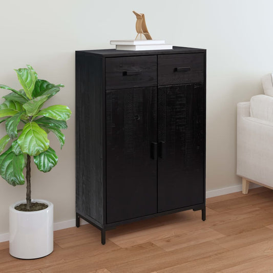 Scarpiera Nera 75X40X110 Cm In Legno Massello Di Pino
