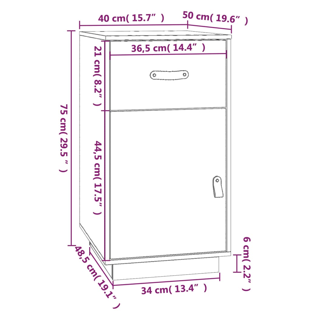 Armadietto Da Scrivania Ambra 40X50X75Cm In Legno Massello Pino